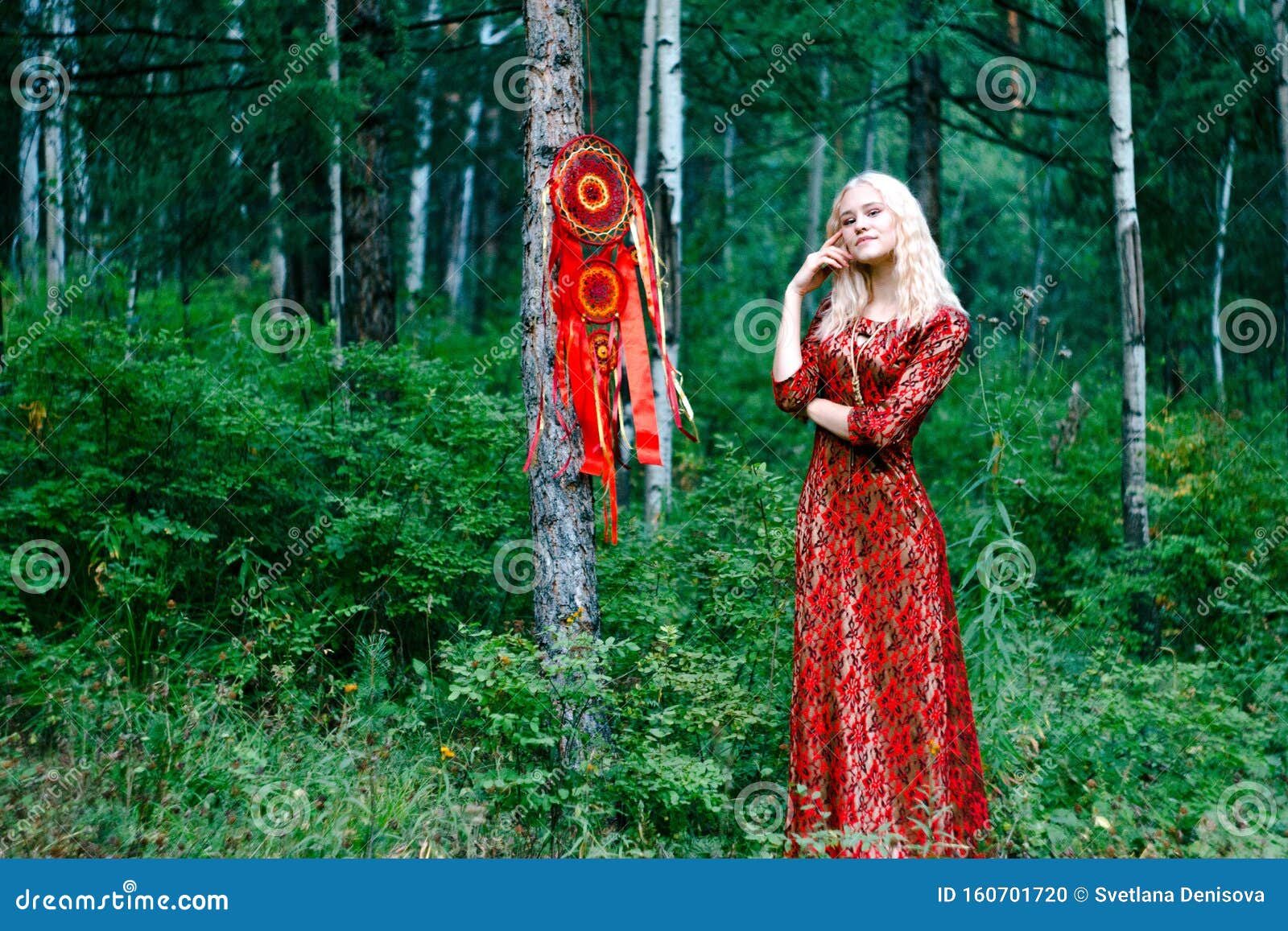 The girl in the red dress stock photo. Image of blonde - 160701720