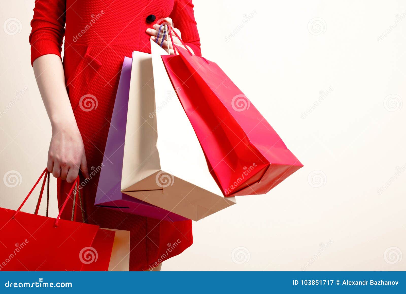 Girl in a red dress stock image. Image of friday, package - 103851717