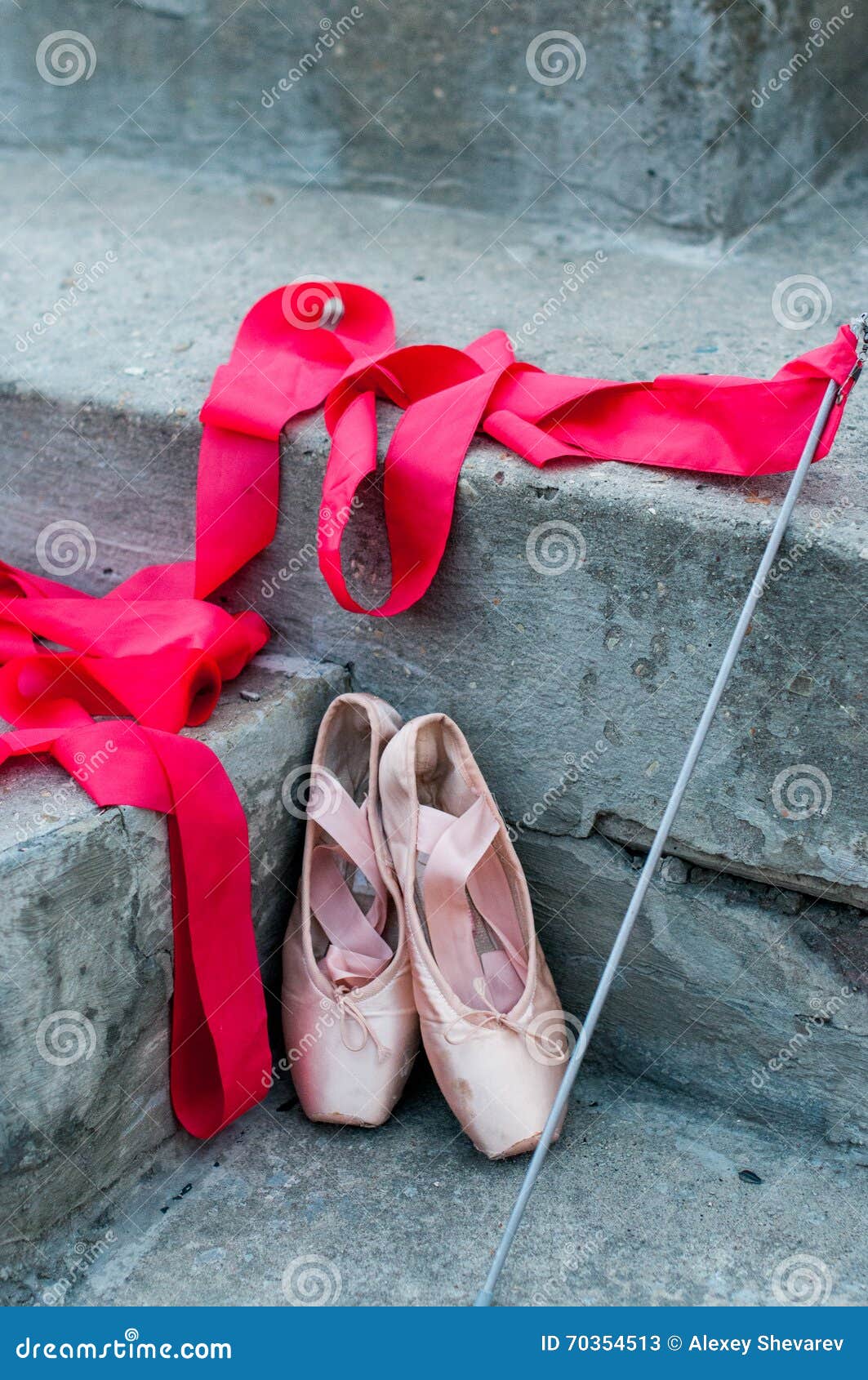 The Girl in Red Dress and Pointe Stock Image - Image of motion, fashion ...