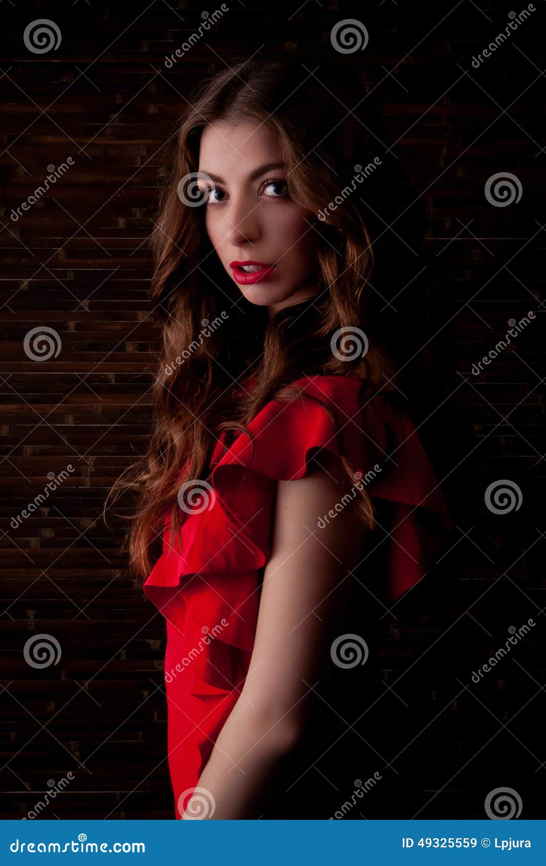 Girl in red dress stock image. Image of sensual, young - 49325559