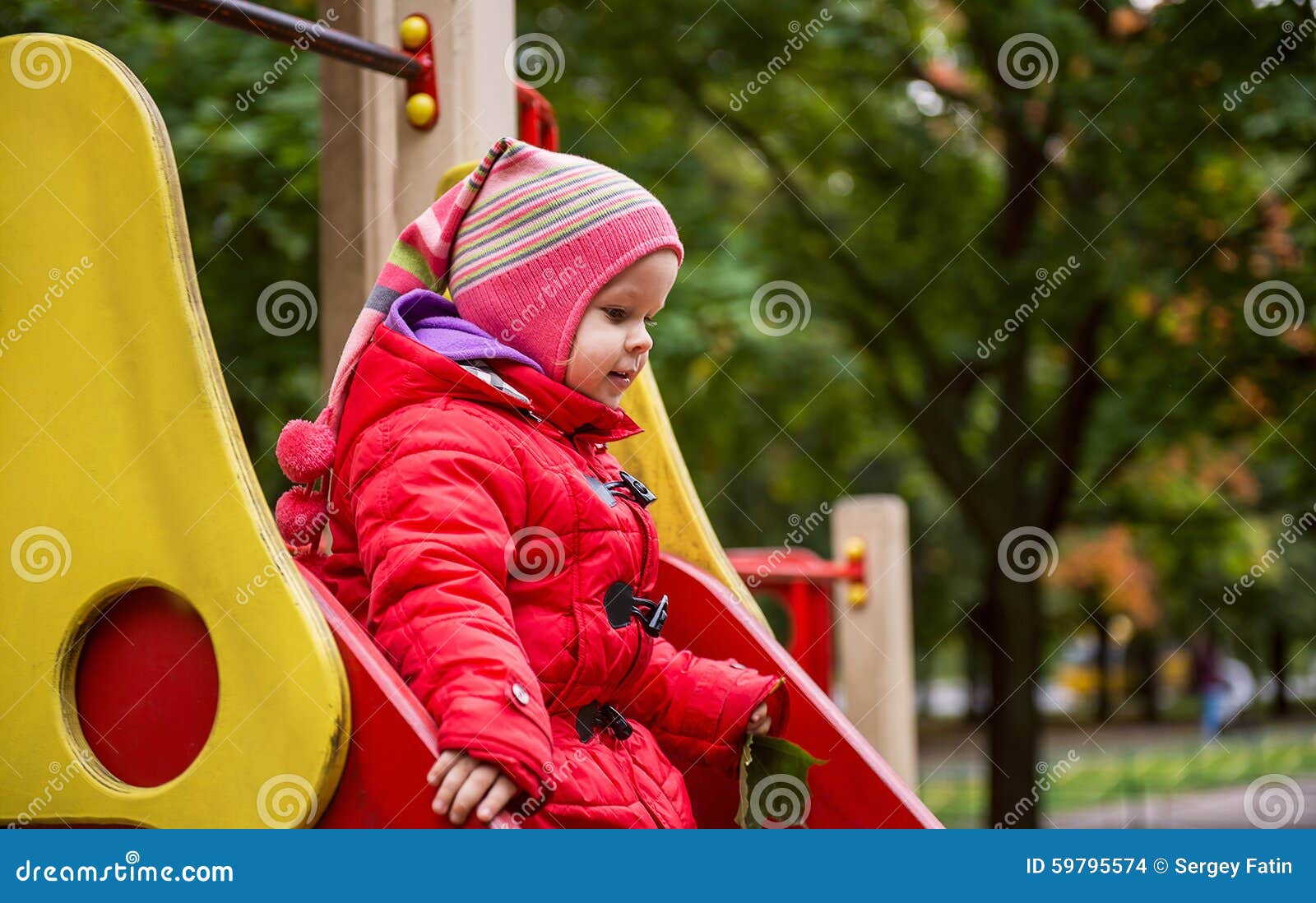 Girl in a red jacket stock photo. Image of petite, autumn 59795574