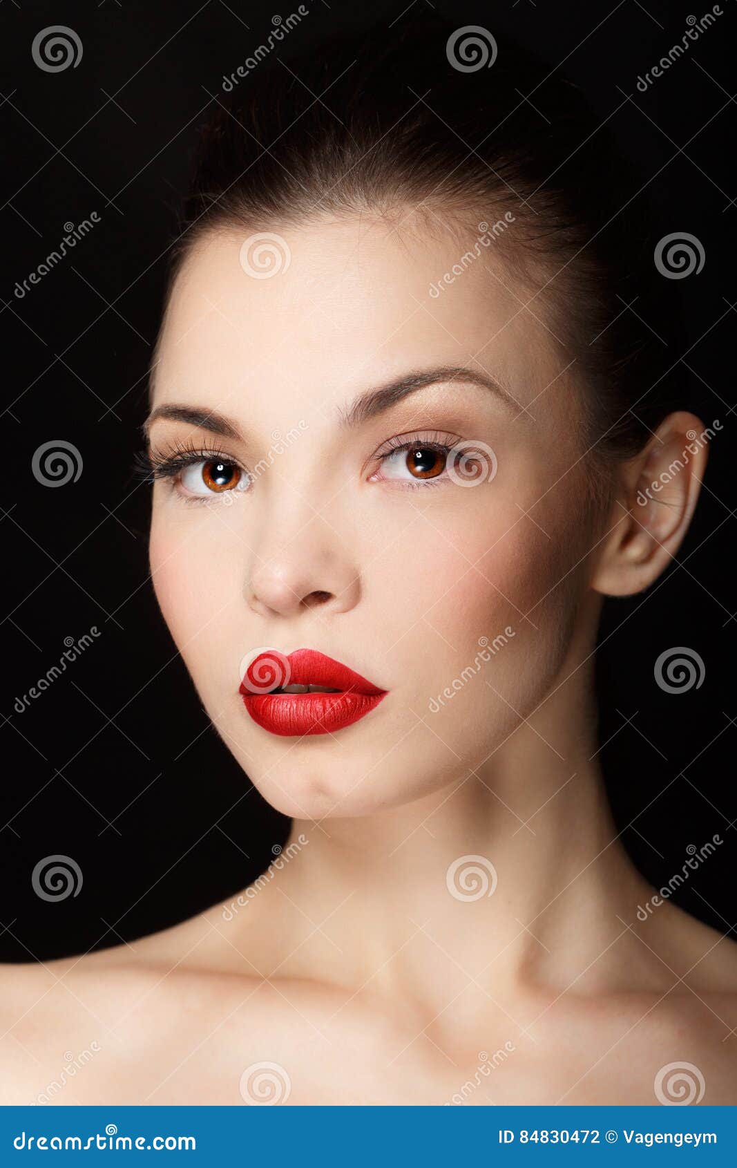 Natural Beauty Women Portrait With Red Lips Stock Image 