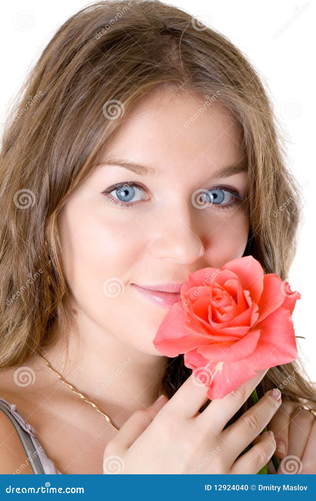 Girl with a red rose stock photo. Image of petals, person 12924040