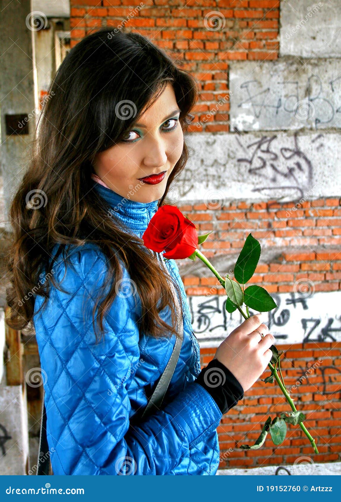 Girl with a red rose stock photo. Image of beautiful 19152760