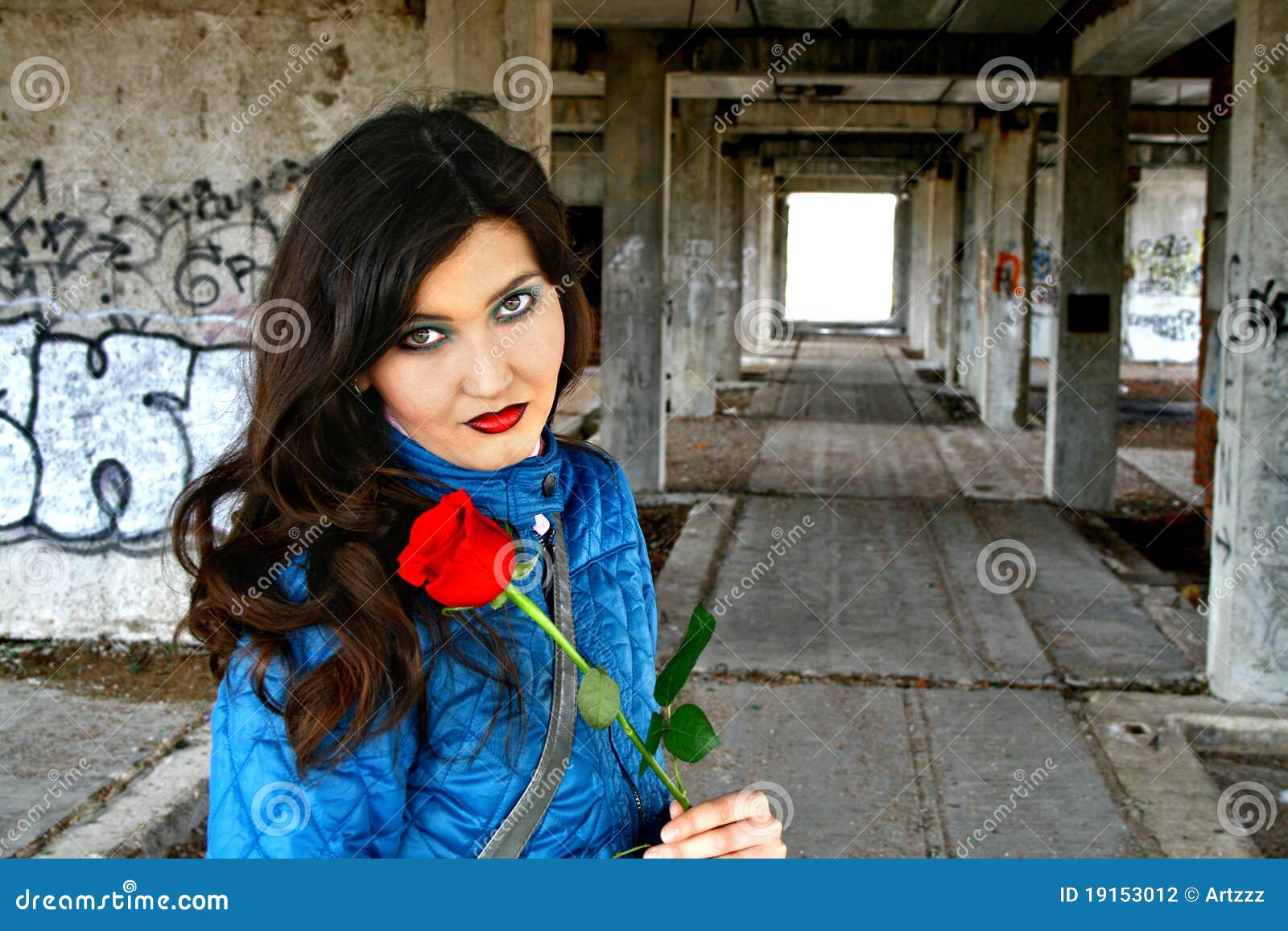 Girl with a red rose stock photo. Image of lady, cute 19153012