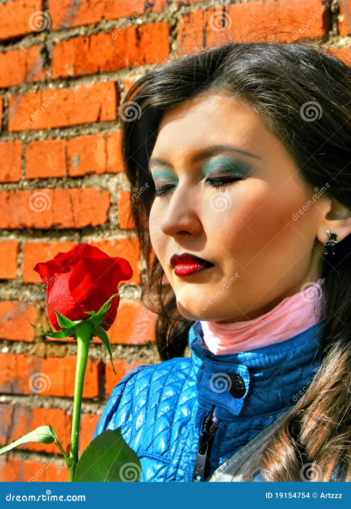 Girl with a red rose stock photo. Image of expression 19154754