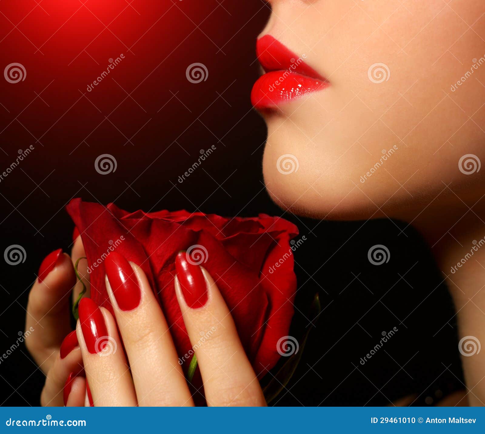 Girl with red rose stock photo. Image of lipgloss, woman 29461010