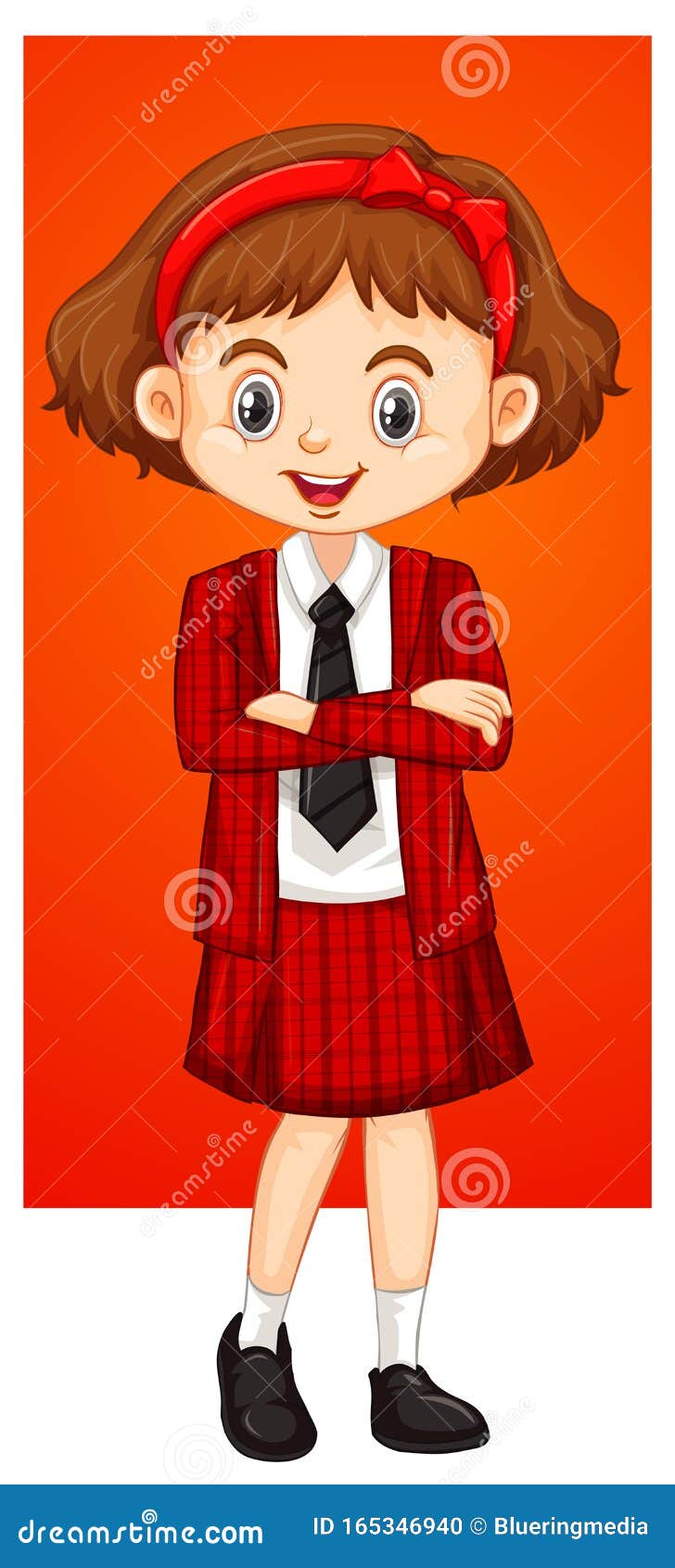 Girl in red school uniform stock vector. Illustration of clothing ...