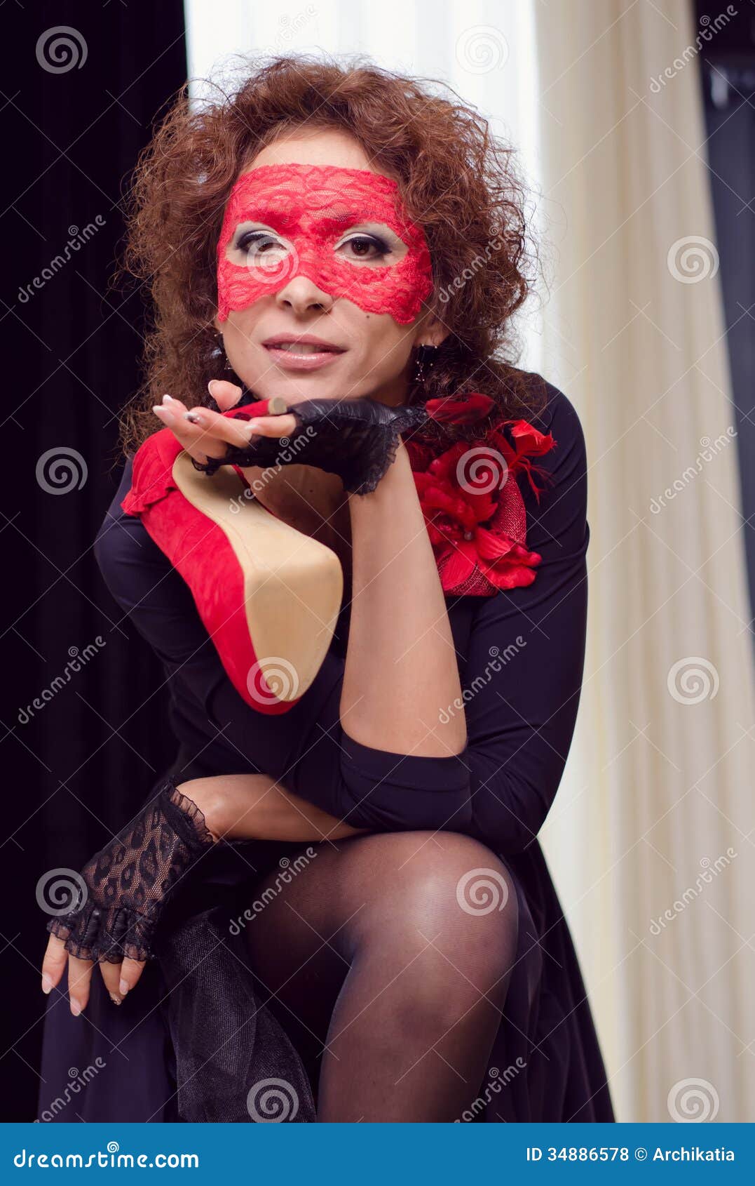 Girl with red shoes stock photo. Image of beautiful, woman 34886578