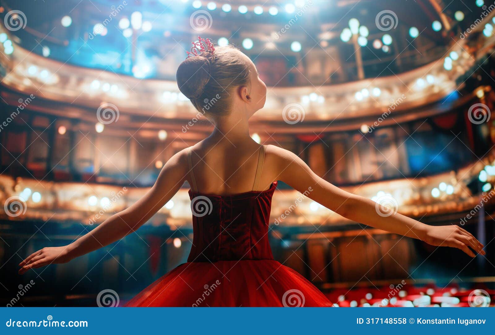 girl in a red tutu dancing on the stage