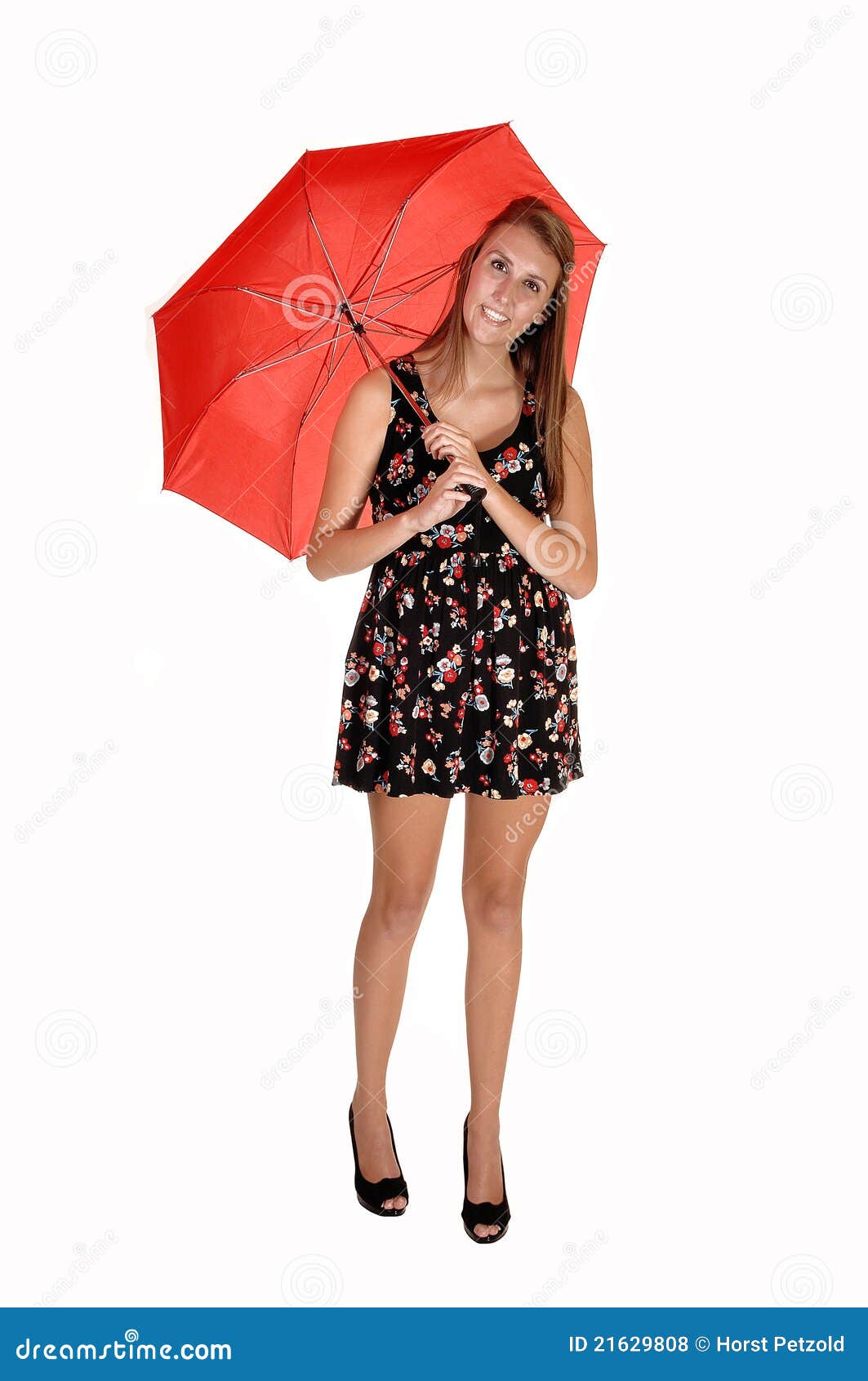 Girl with red umbrella. stock photo. Image of person 21629808