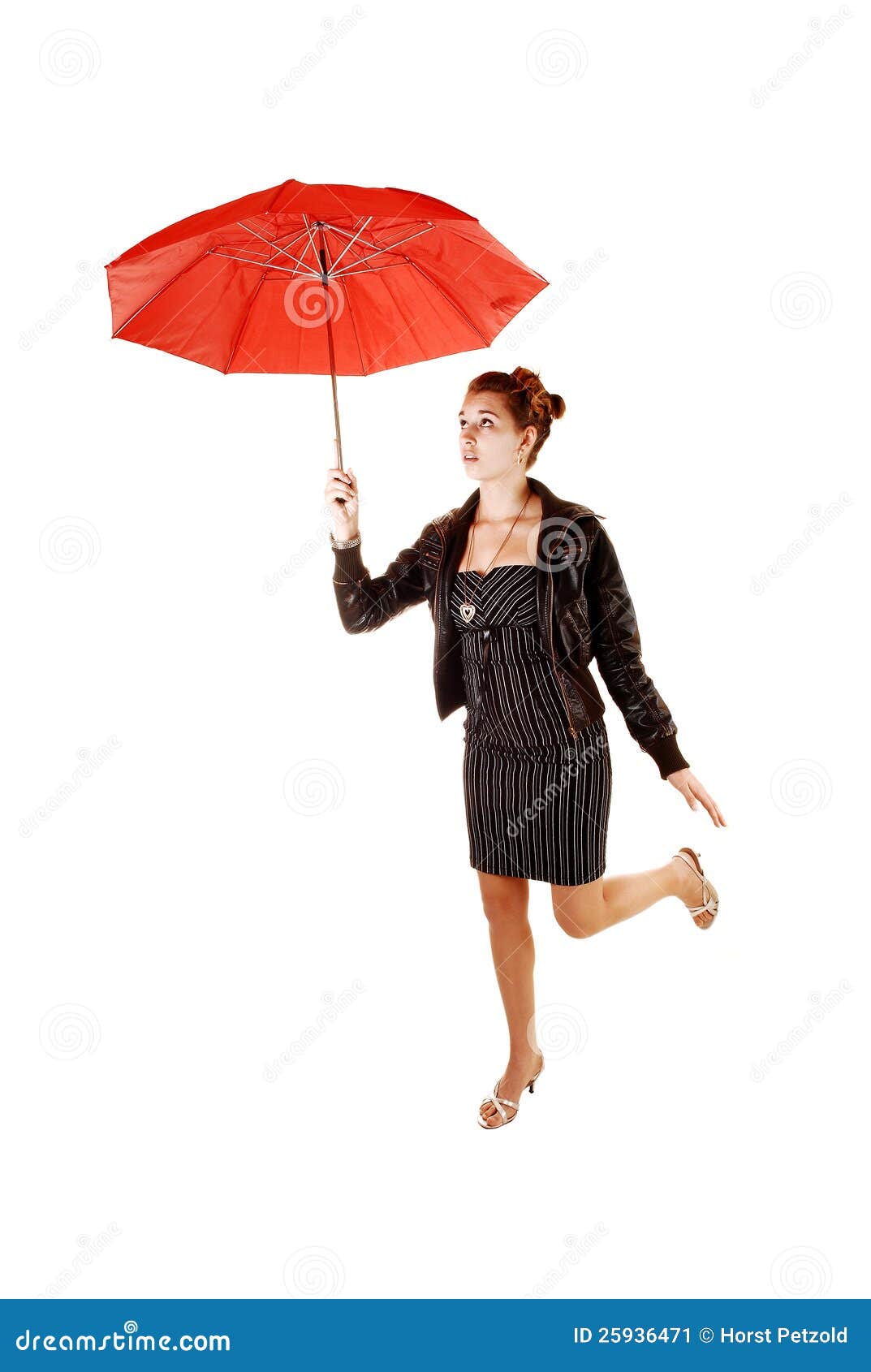 Girl with red umbrella. stock image. Image of eighteen 25936471