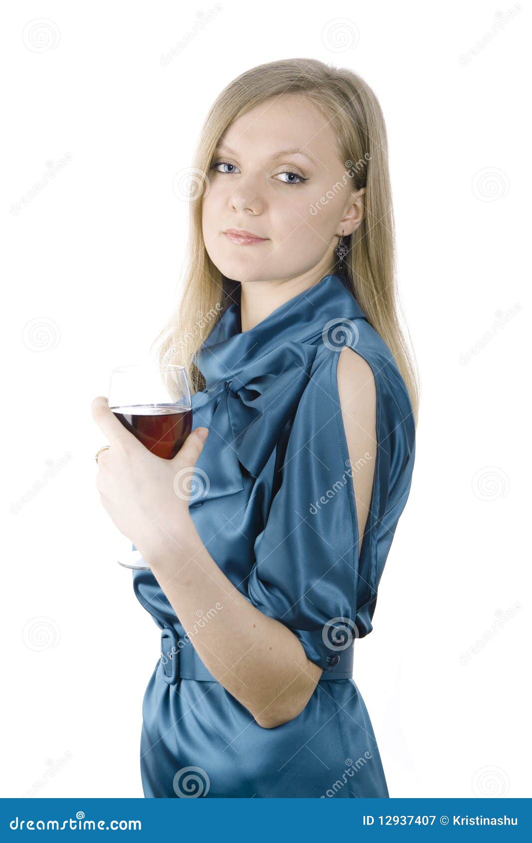 Girl with red wine stock image. Image of event, hand 12937407