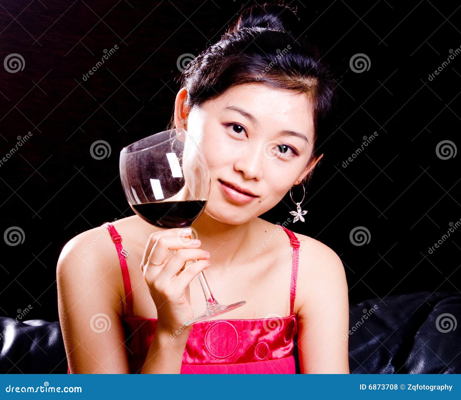 Girl and red wine stock photo. Image of asia, person, gesture 6873708