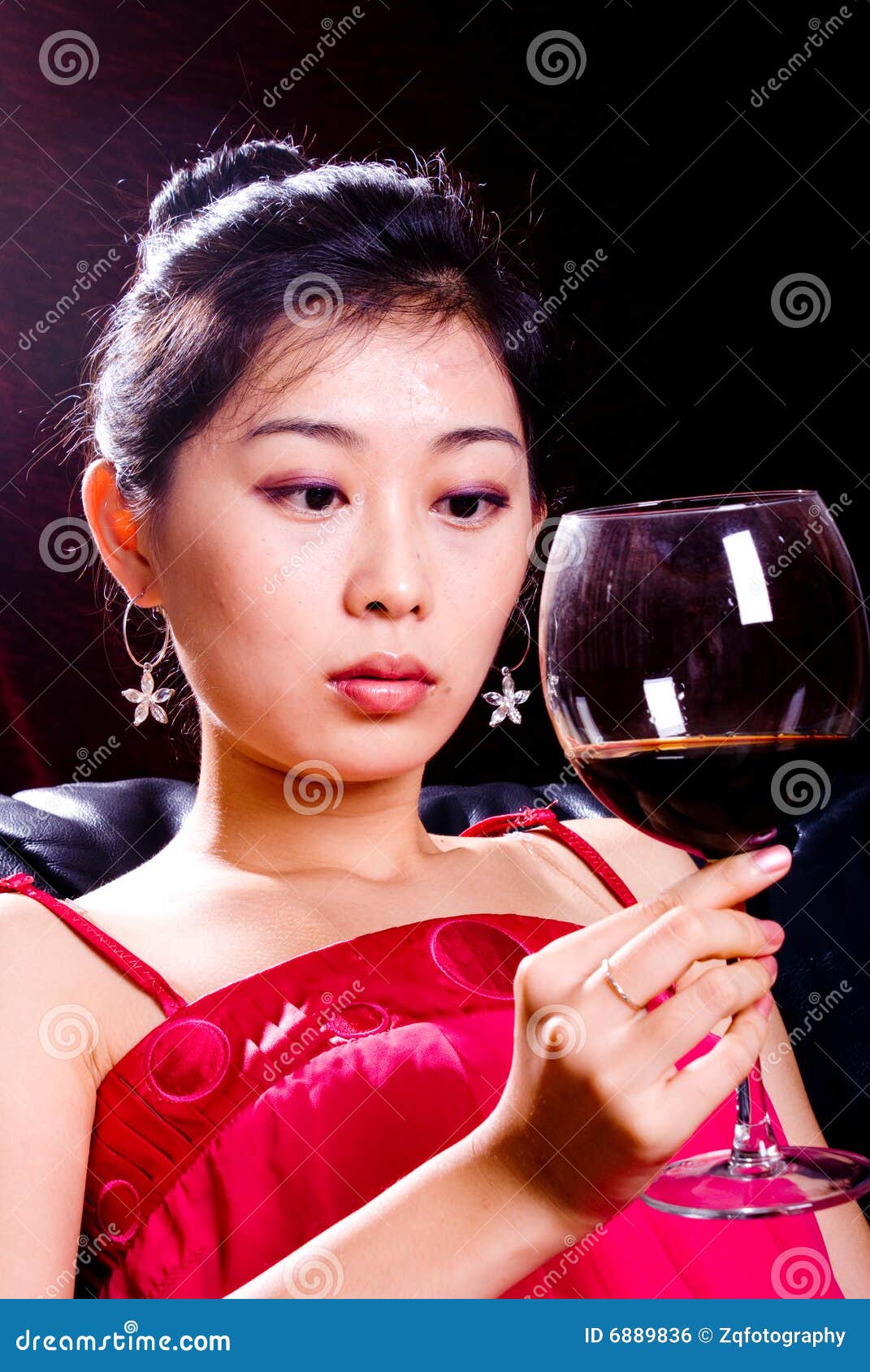 Girl and red wine stock photo. Image of earring, gesture 6889836