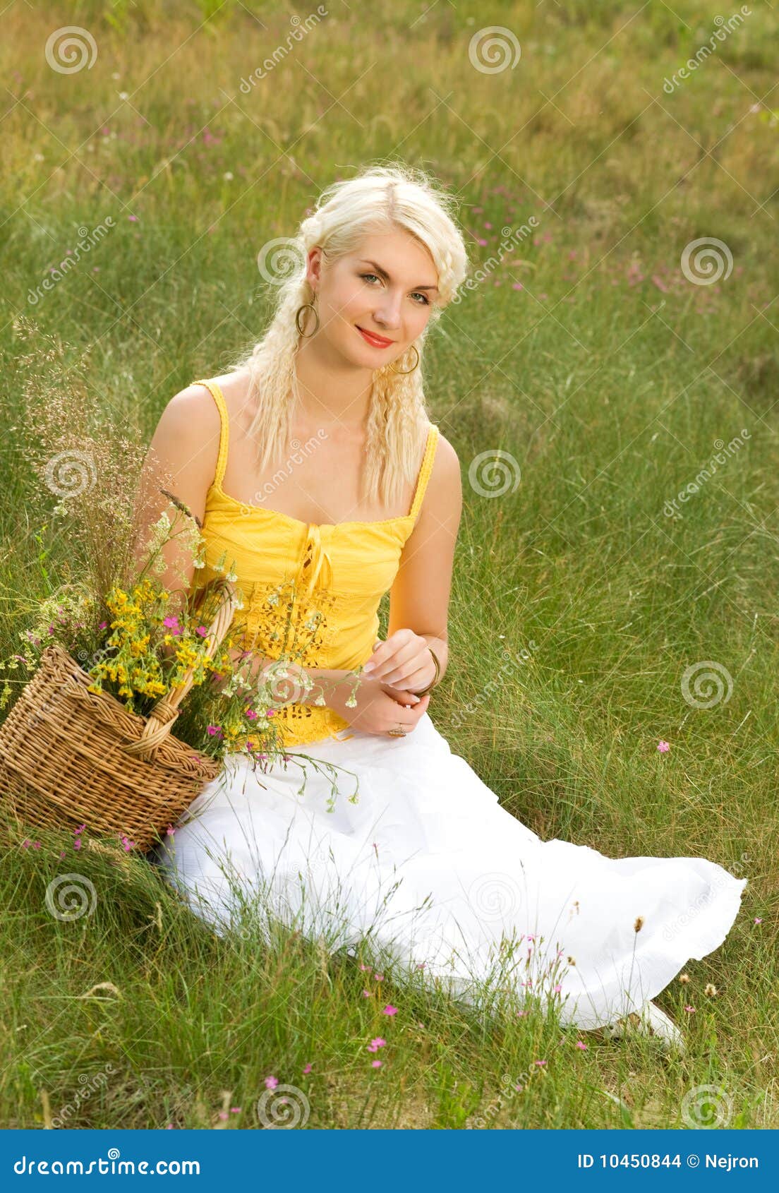 Girl relaxing on a meadow stock photo. Image of attractive - 10450844