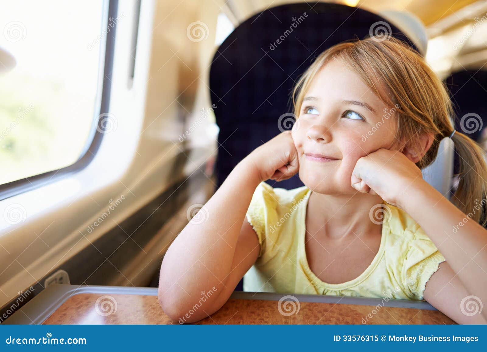 Girl Relaxing on Train Journey Stock Image Image of journey, children