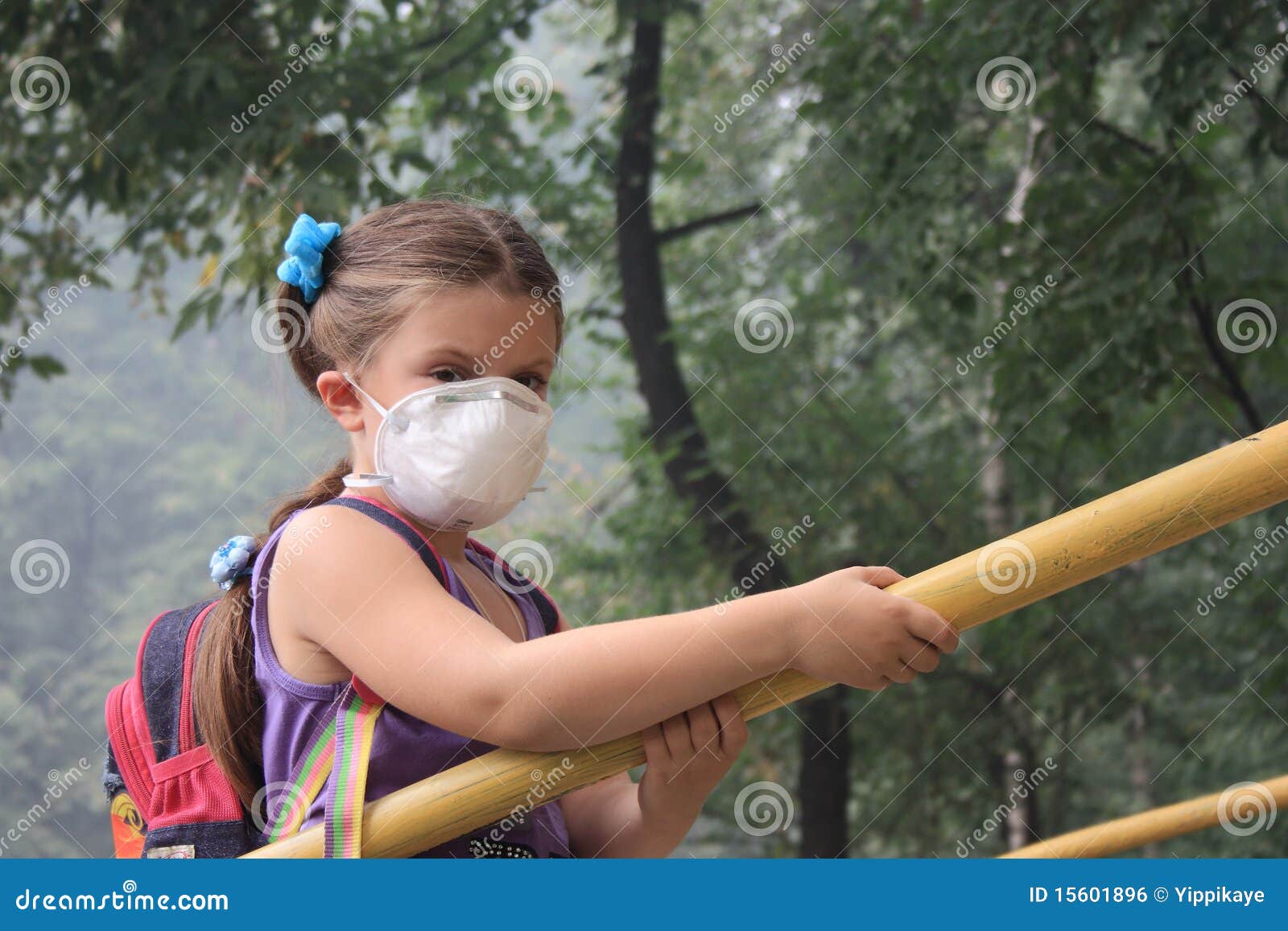 Girl in a respirator stock photo. Image of contagion 15601896
