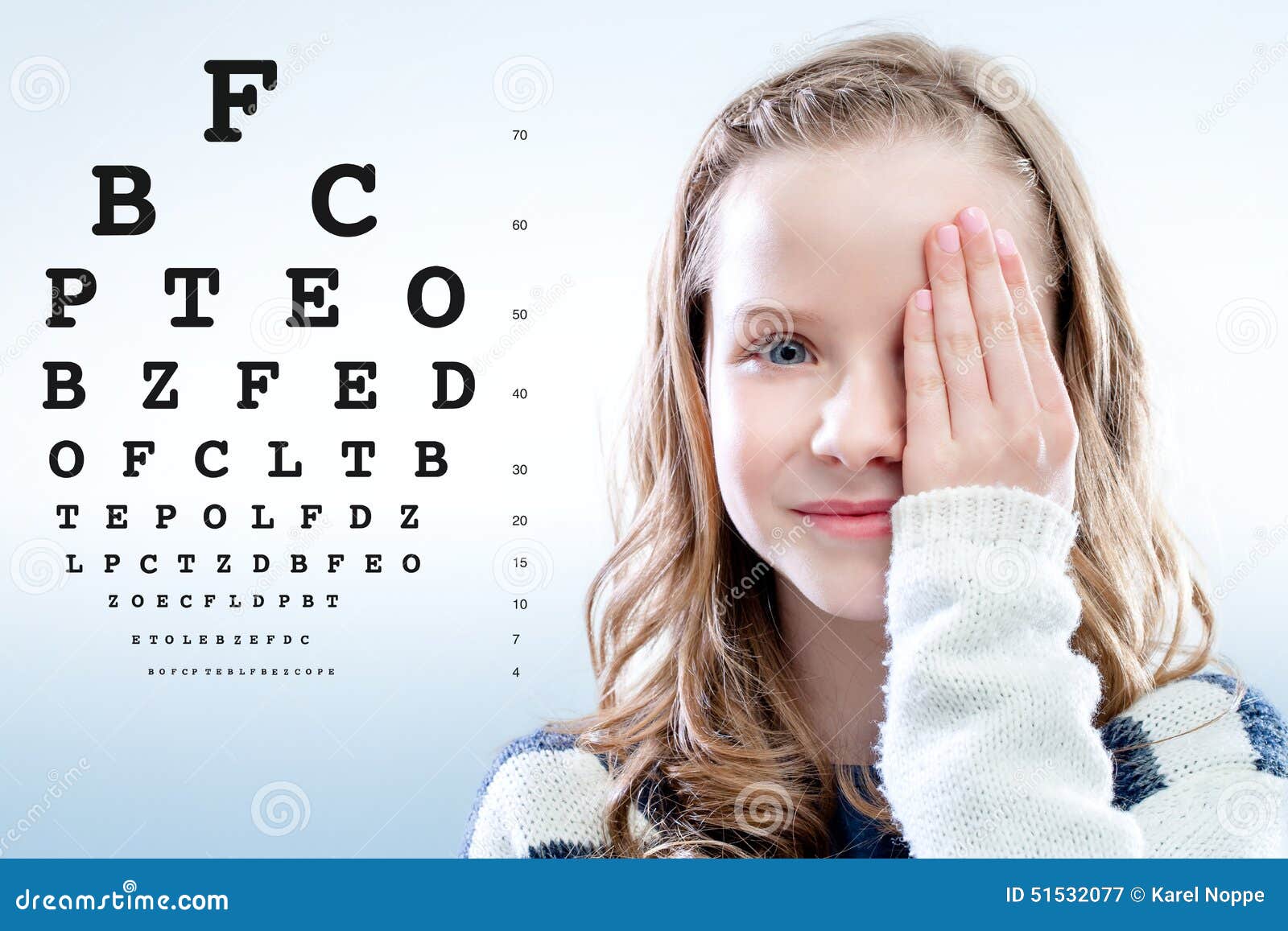 girl reviewing eyesight.