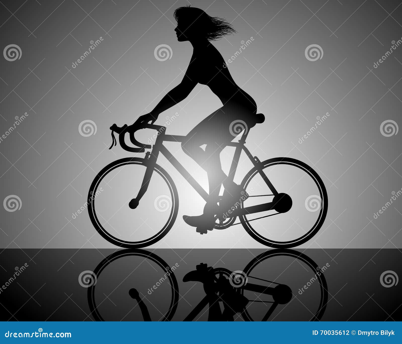 Girl Rides On Bike Stock Vector Illustration Of Biking 70035612 