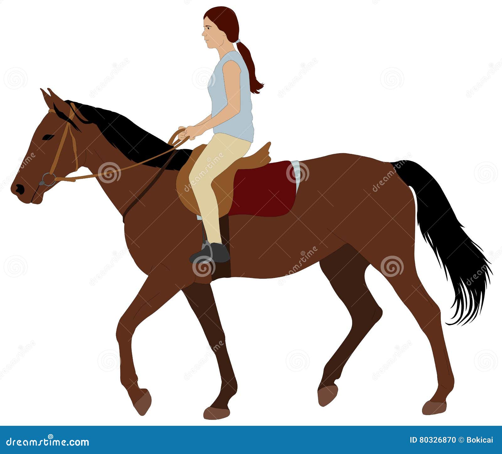Girl riding a horse stock vector. Illustration of freedom 80326870