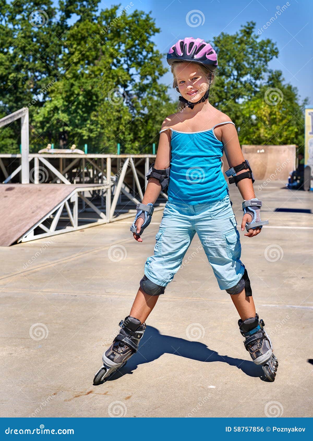 Girl Riding on Roller Skates Stock Photo Image of leisure, happy