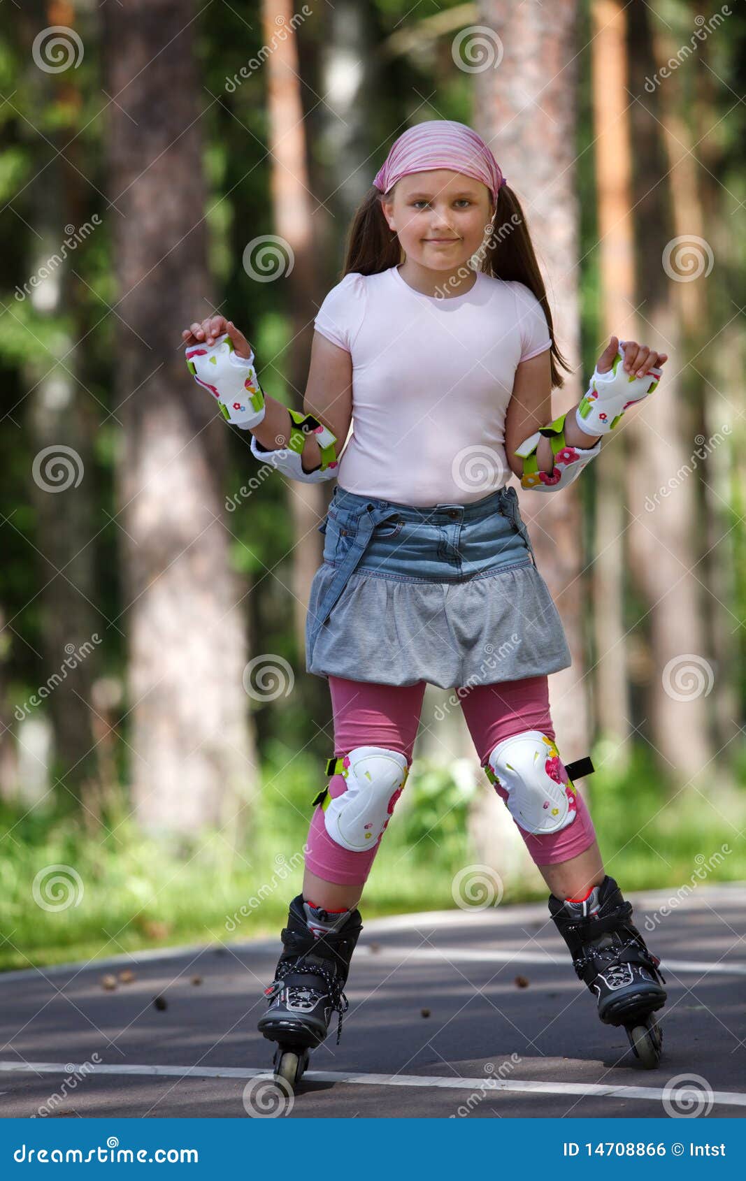 Girl riding rollerblades stock photo. Image of leisure 14708866