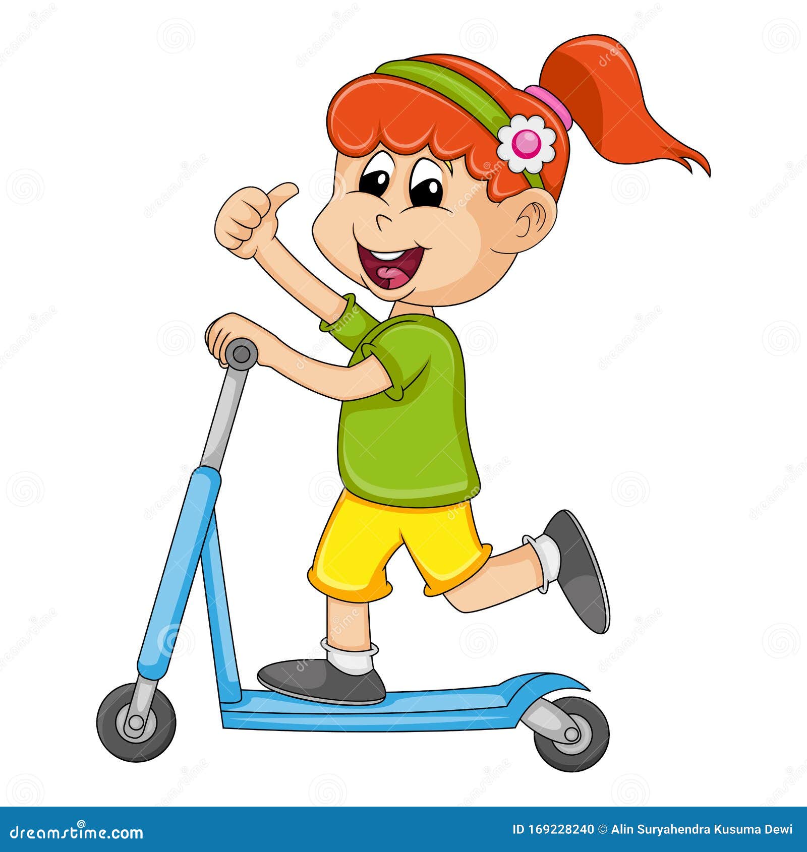 The Girl Riding a Scooter Cartoon Vector Illustration Stock Vector -  Illustration of outdoor, road: 169228240