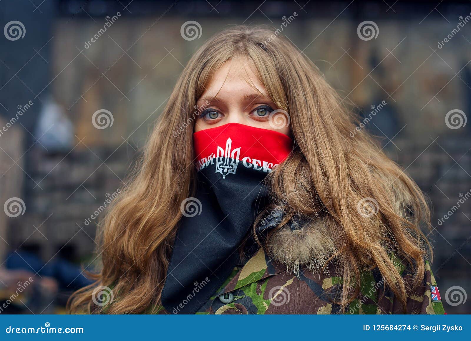 a girl from the right sector during demonstrations on euromaidan. kiev