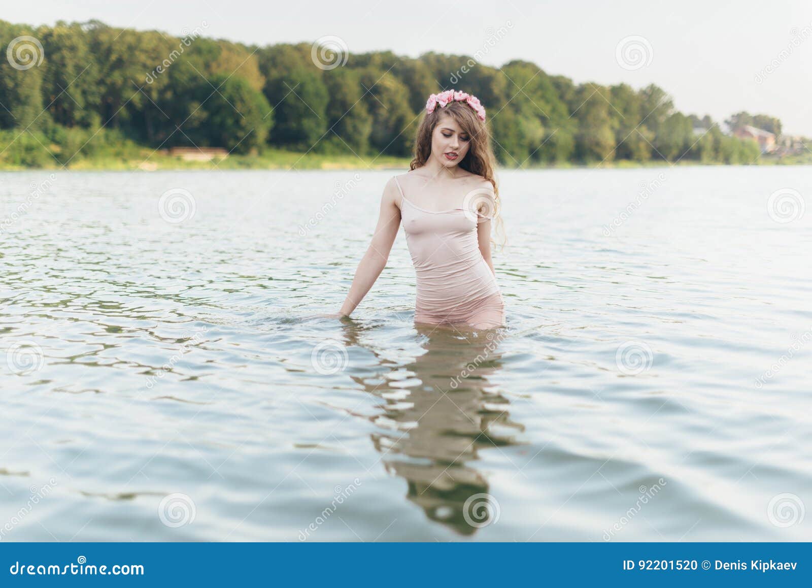 Girl in river stock photo. Image of pond, person, sunset 92201520