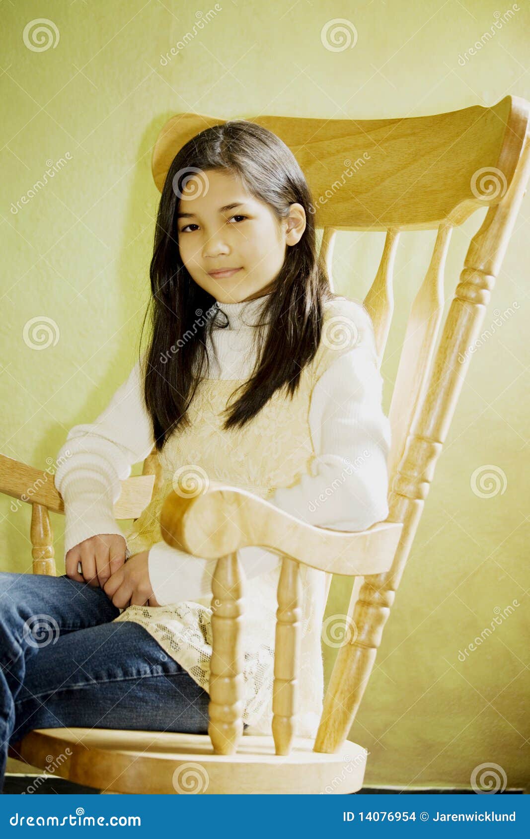 Girl in rocking chair stock photo. Image of contemplative 14076954