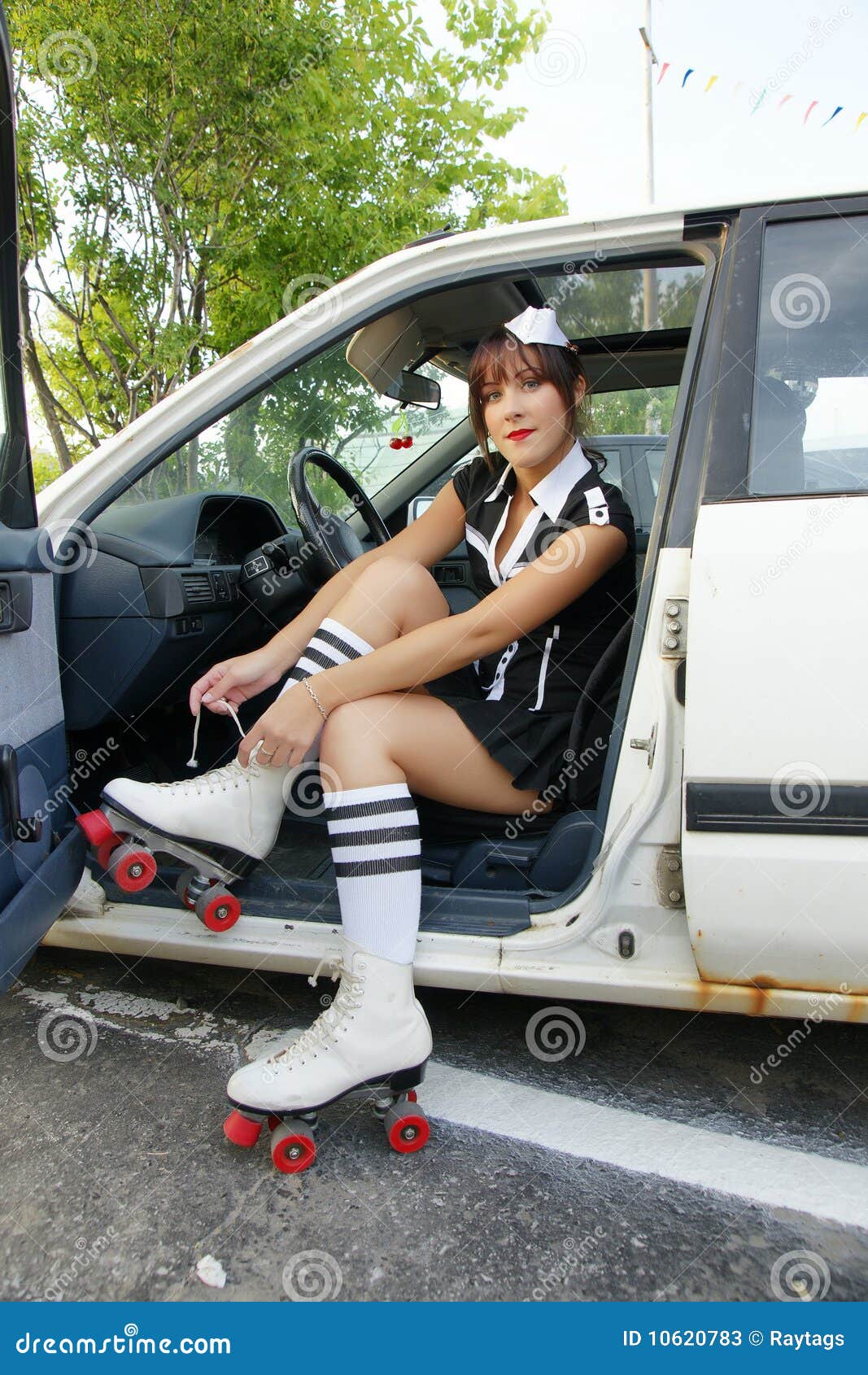 Girl with roller skates stock image. Image of asphalt 10620783