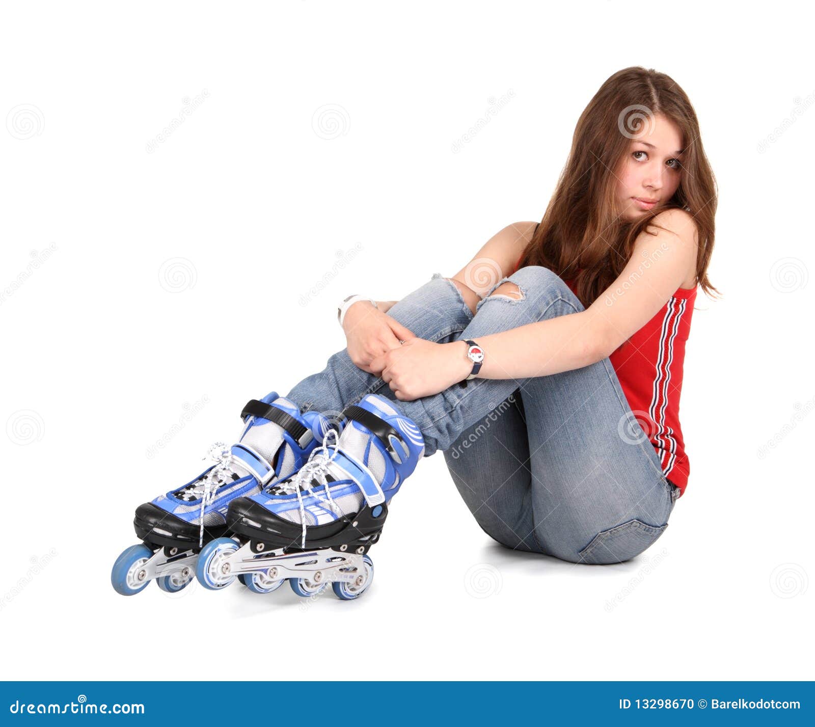 Girl on roller skates stock photo. Image of posing, body 13298670