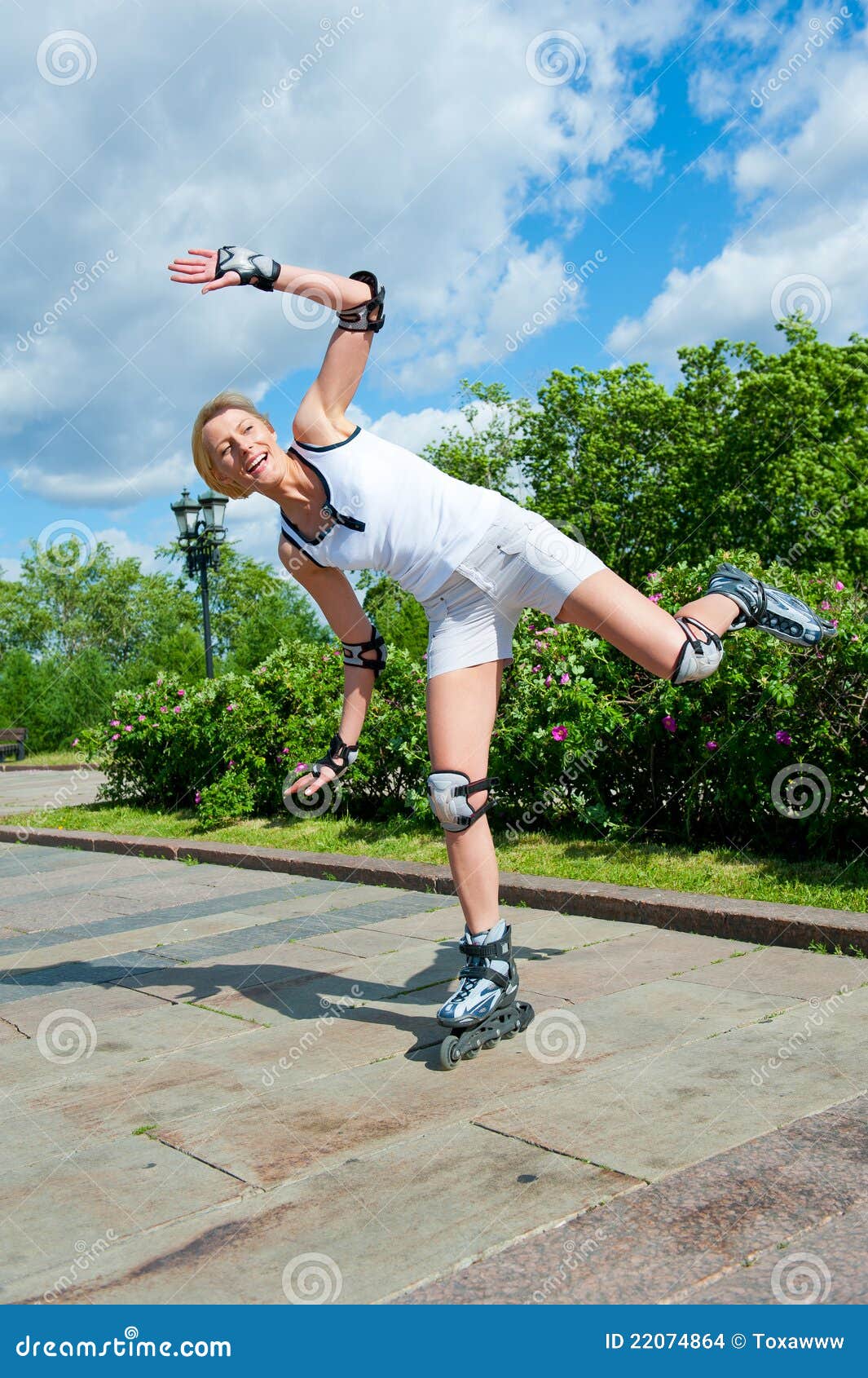 Girl Rollerskating in the Park Stock Photo Image of activity, pretty