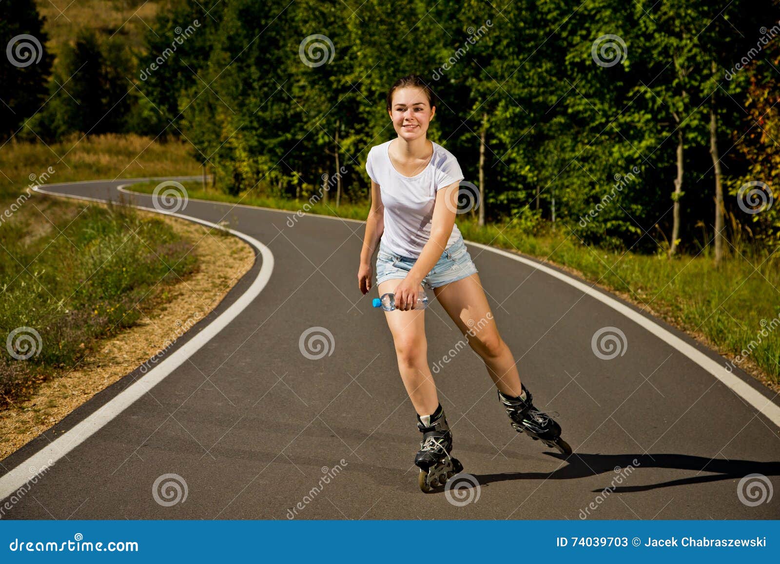 Girl on rollerblades stock image. Image of rollerblader 74039703