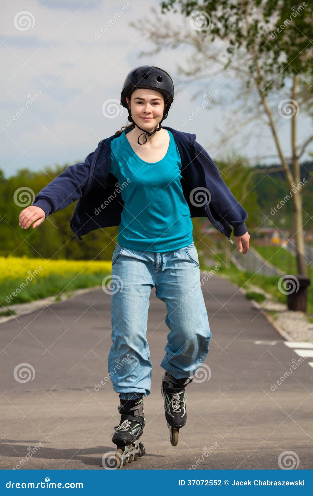 Girl on rollerblades stock photo. Image of race, foot 37072552