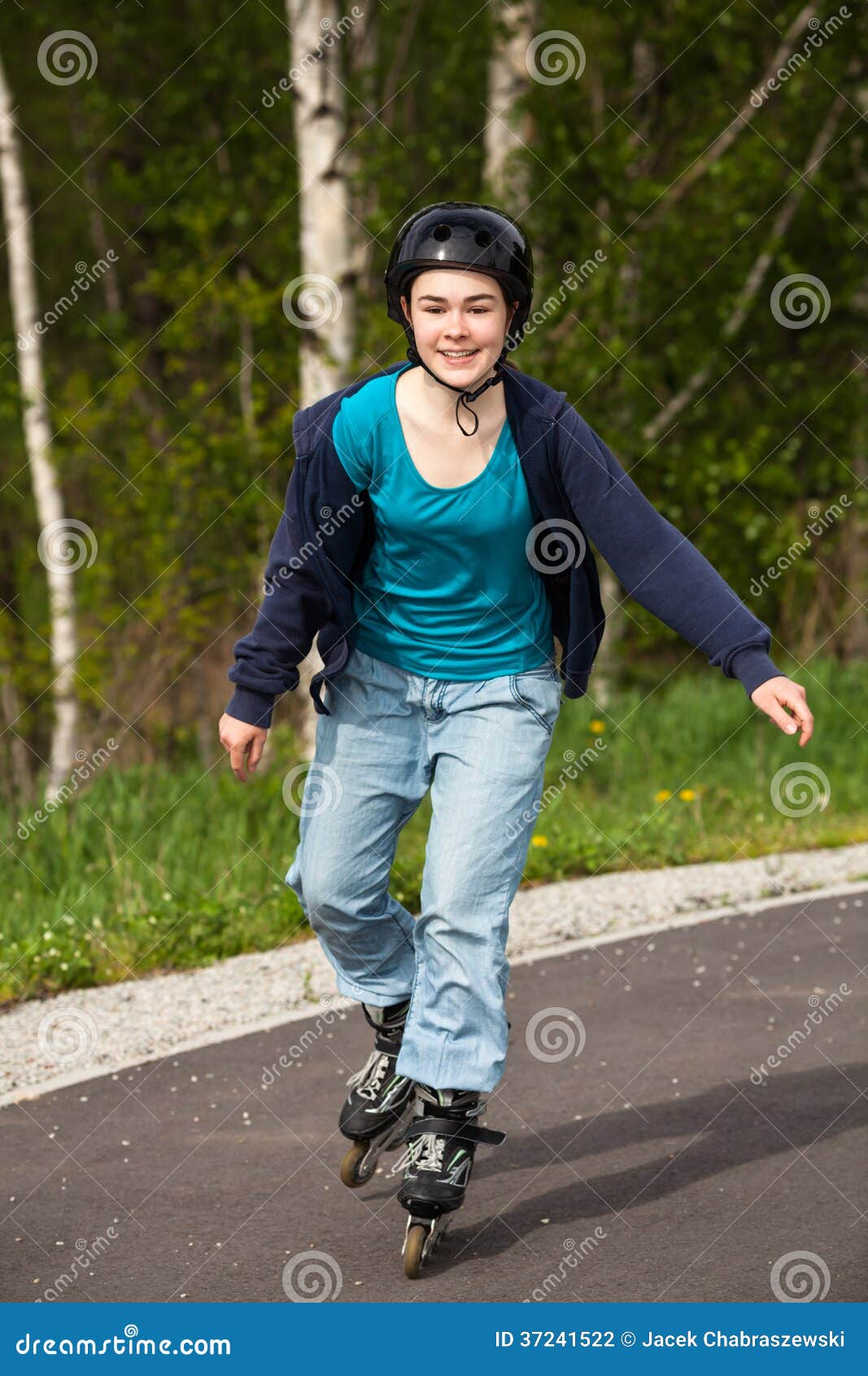 Girl on rollerblades stock photo. Image of female, rollerskating - 37241522