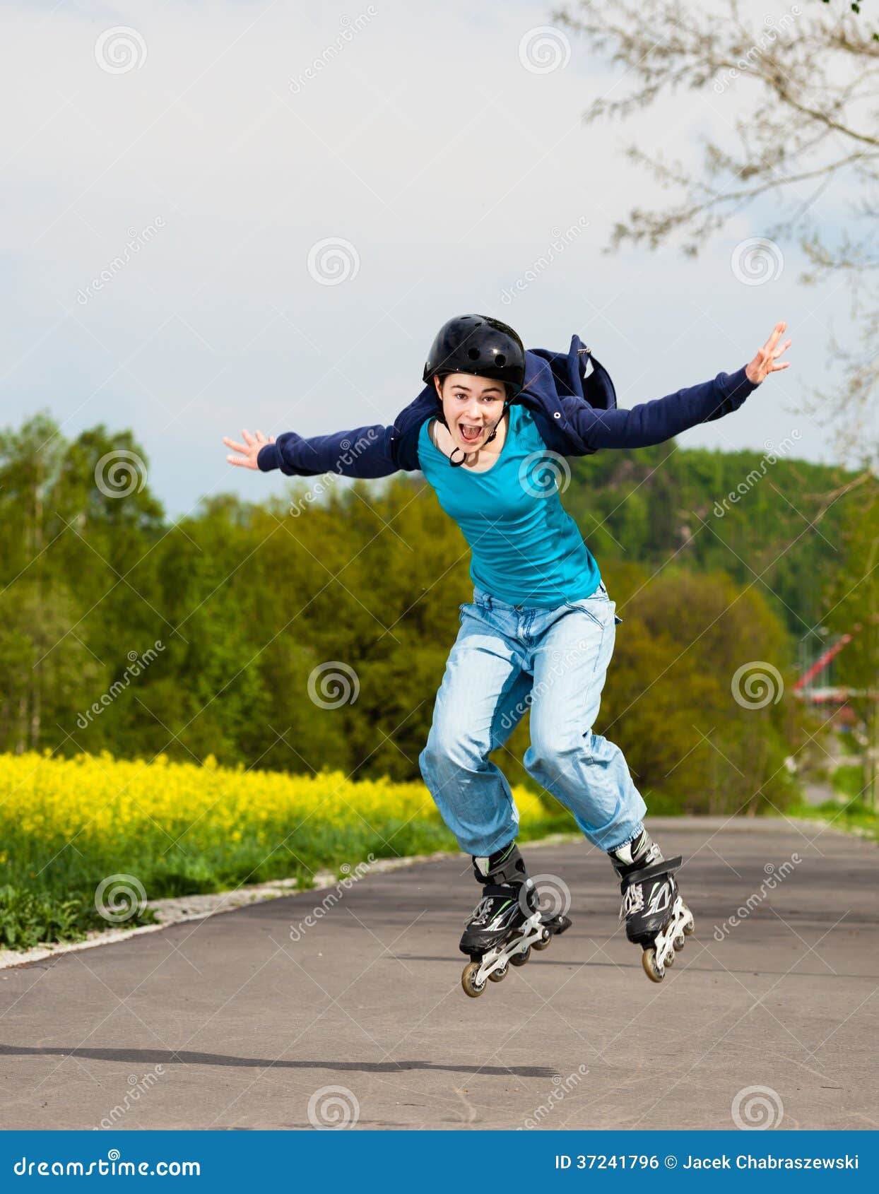 Girl on rollerblades stock photo. Image of outdoor, rollerblade 37241796
