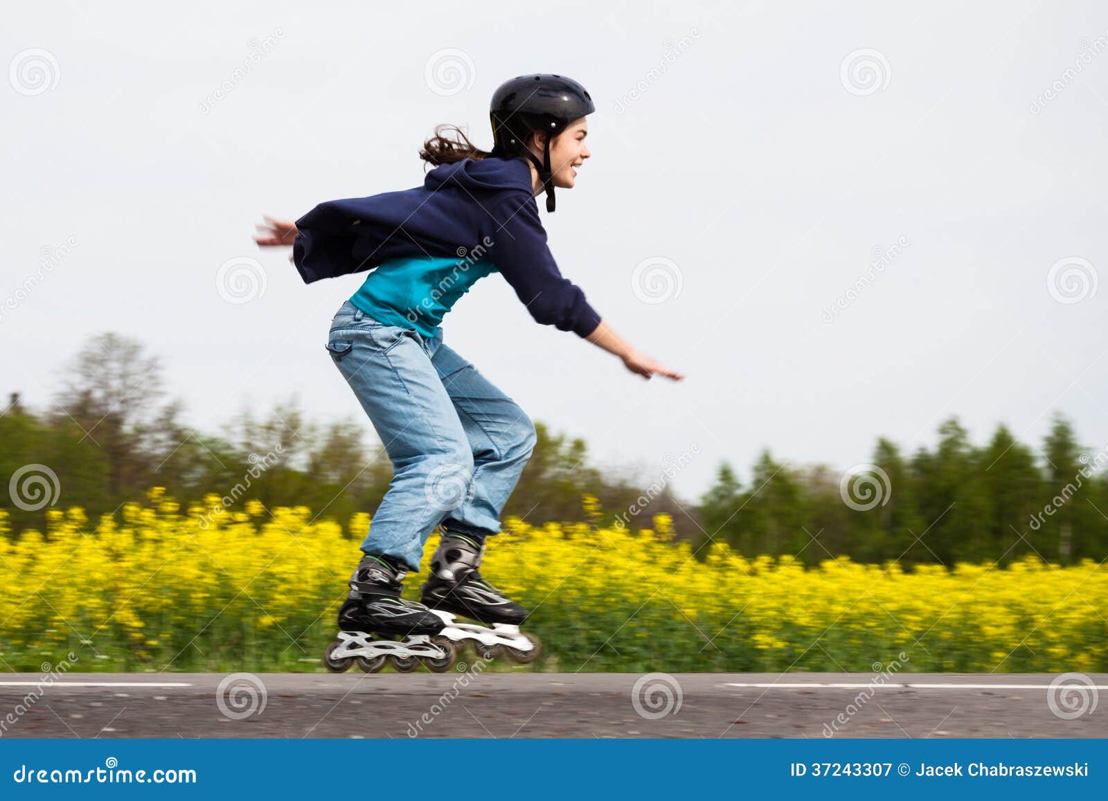 Girl on rollerblades stock image. Image of activity, female 37243307