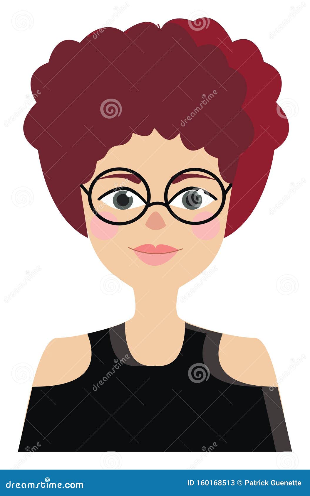 A Girl with a Curly Red Hair, Vector or Color Illustration Stock Vector ...