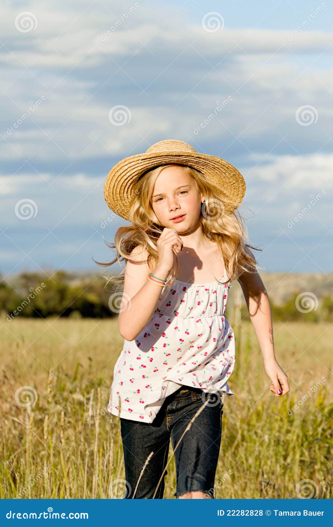 Girl Running through Long Grass Stock Photo Image of smile, green