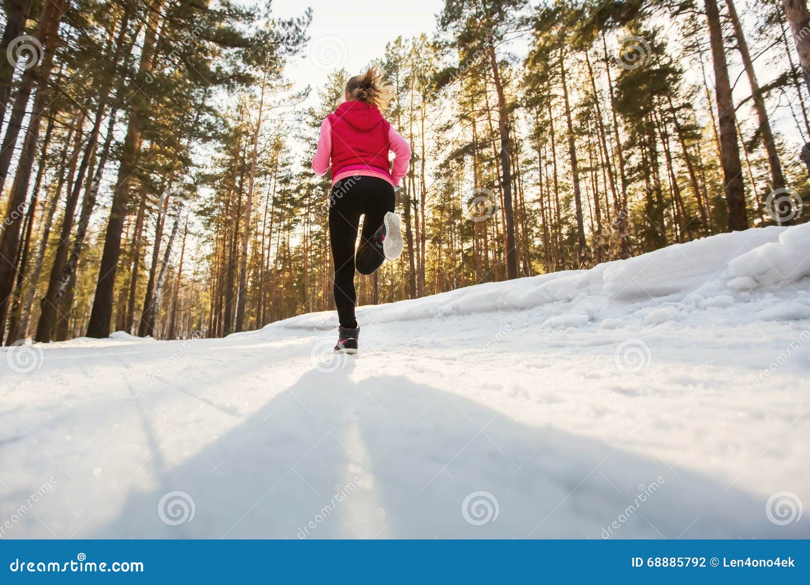 The Girl Running in Winter Park Stock Photo Image of athletic, snow 68885792
