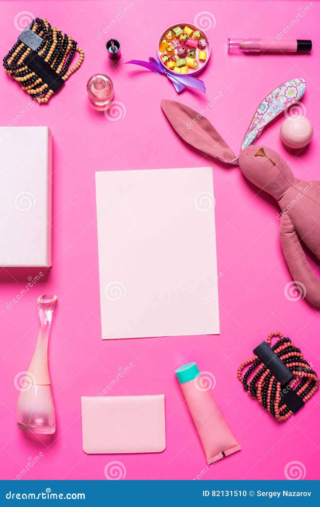 Girl S Accessories on a Pink Background Stock Photo - Image of design ...
