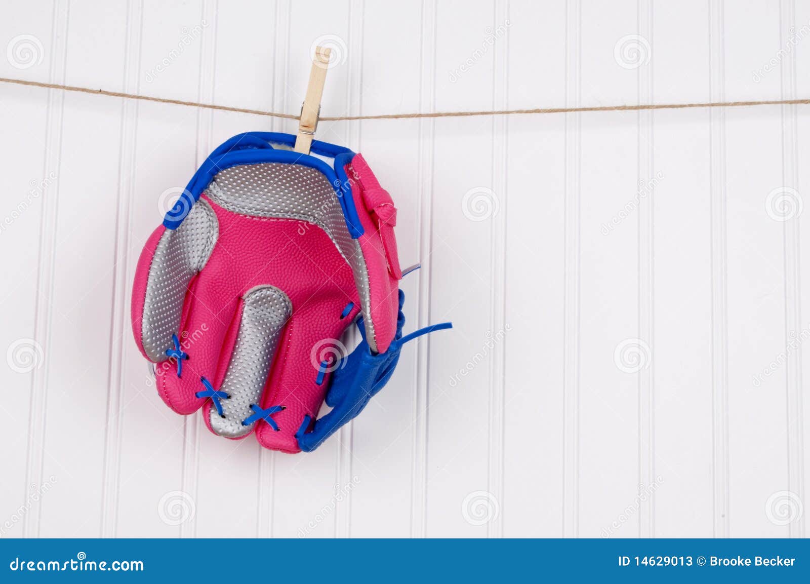 Girl s Baseball Glove stock image. Image of clothesline 14629013