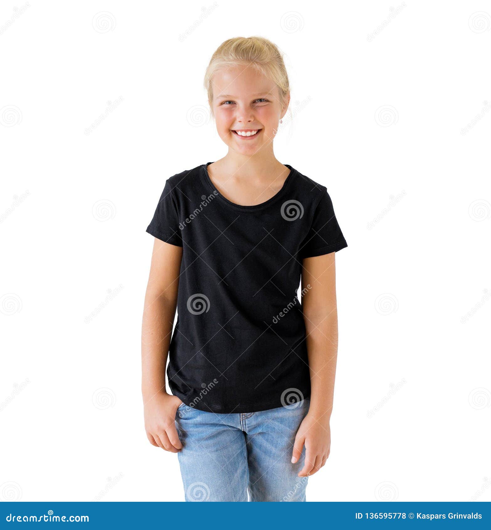 Download Girl`s Black T-shirt Mockup Template Stock Photo - Image ...