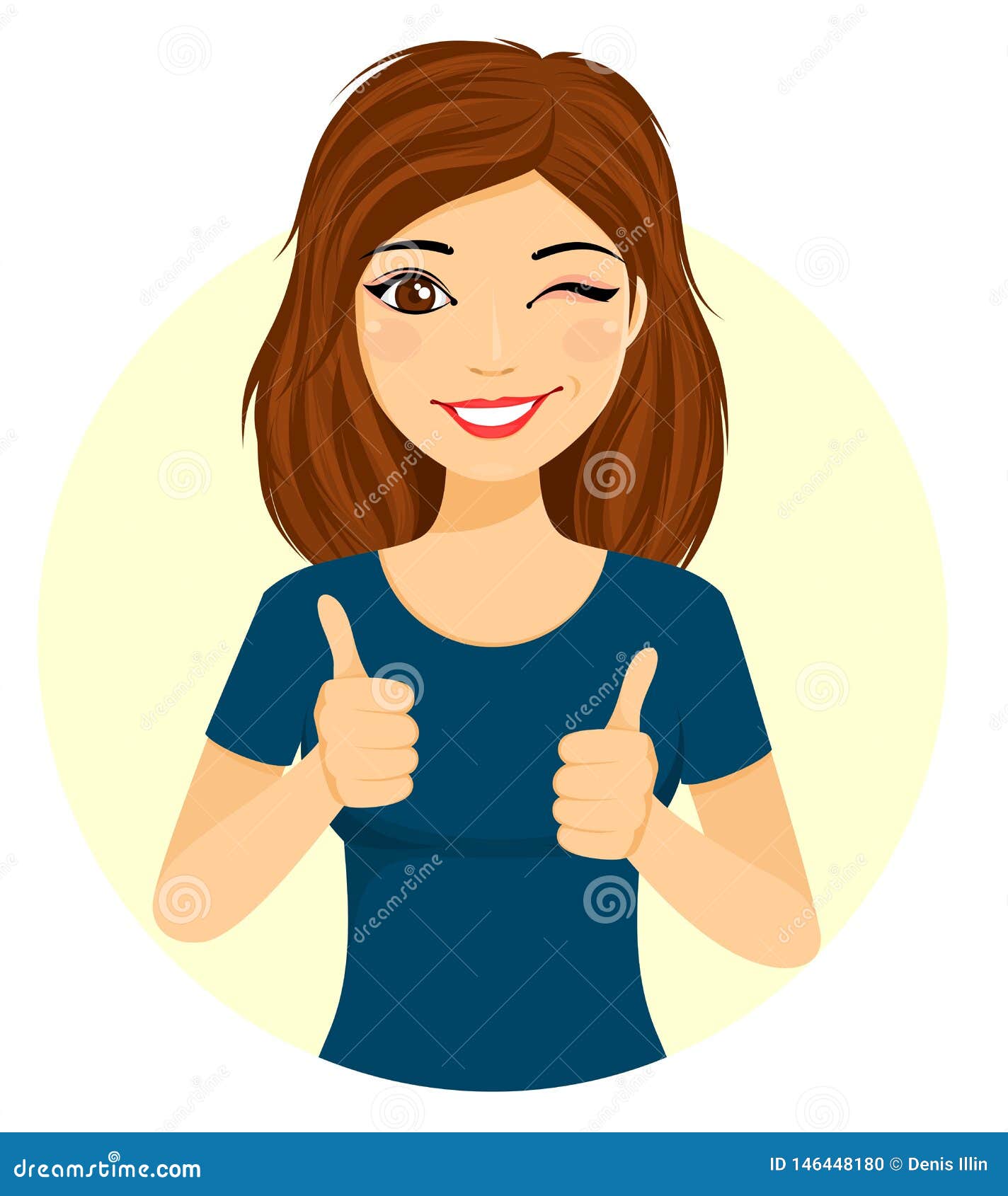 Young Girl Holding Thumbs Up. Character Stock Illustration - Illustration  of cartoon, gesture: 146448180