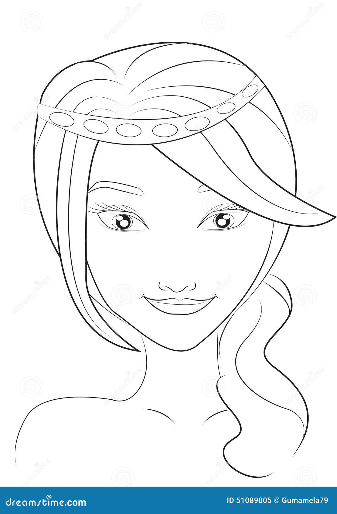 Girl\u002639;s Face Coloring Page Stock Illustration  Image: 51089005