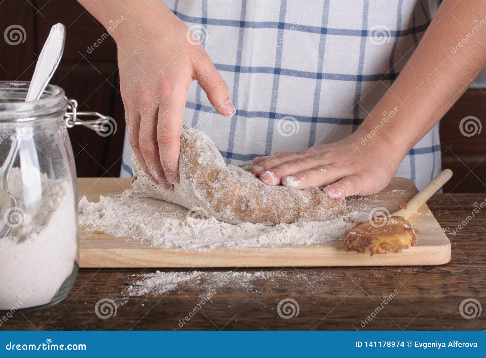 Girl`s Hands Kneading Dough for Gingerbread Stock Photo Image of meal