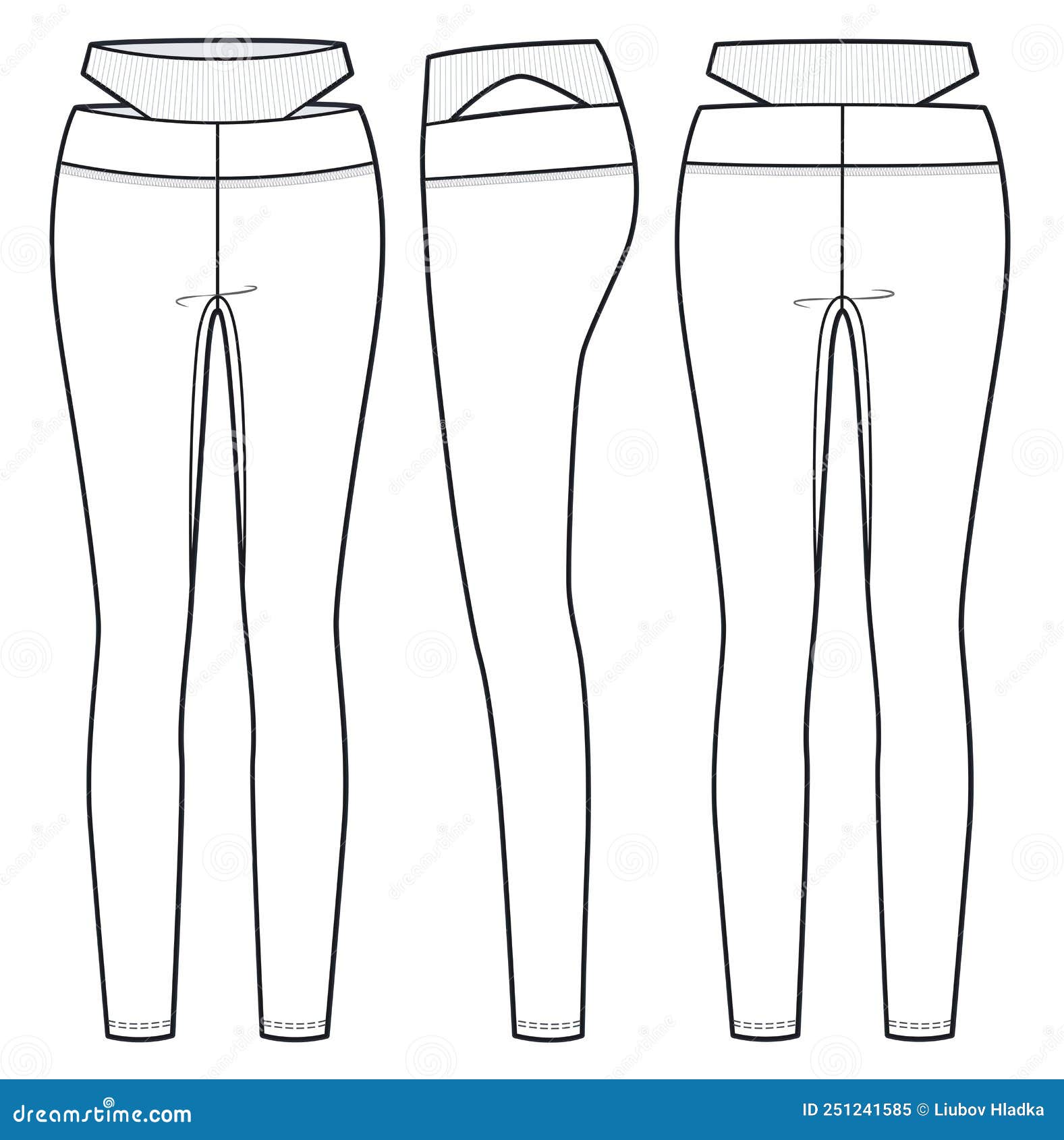 Girl S Leggings Pants Fashion Flat Sketch Template. Women S Cutout Leggings  Pants Fashion Flat Cad Stock Vector - Illustration of ribbed, leggings:  251241585