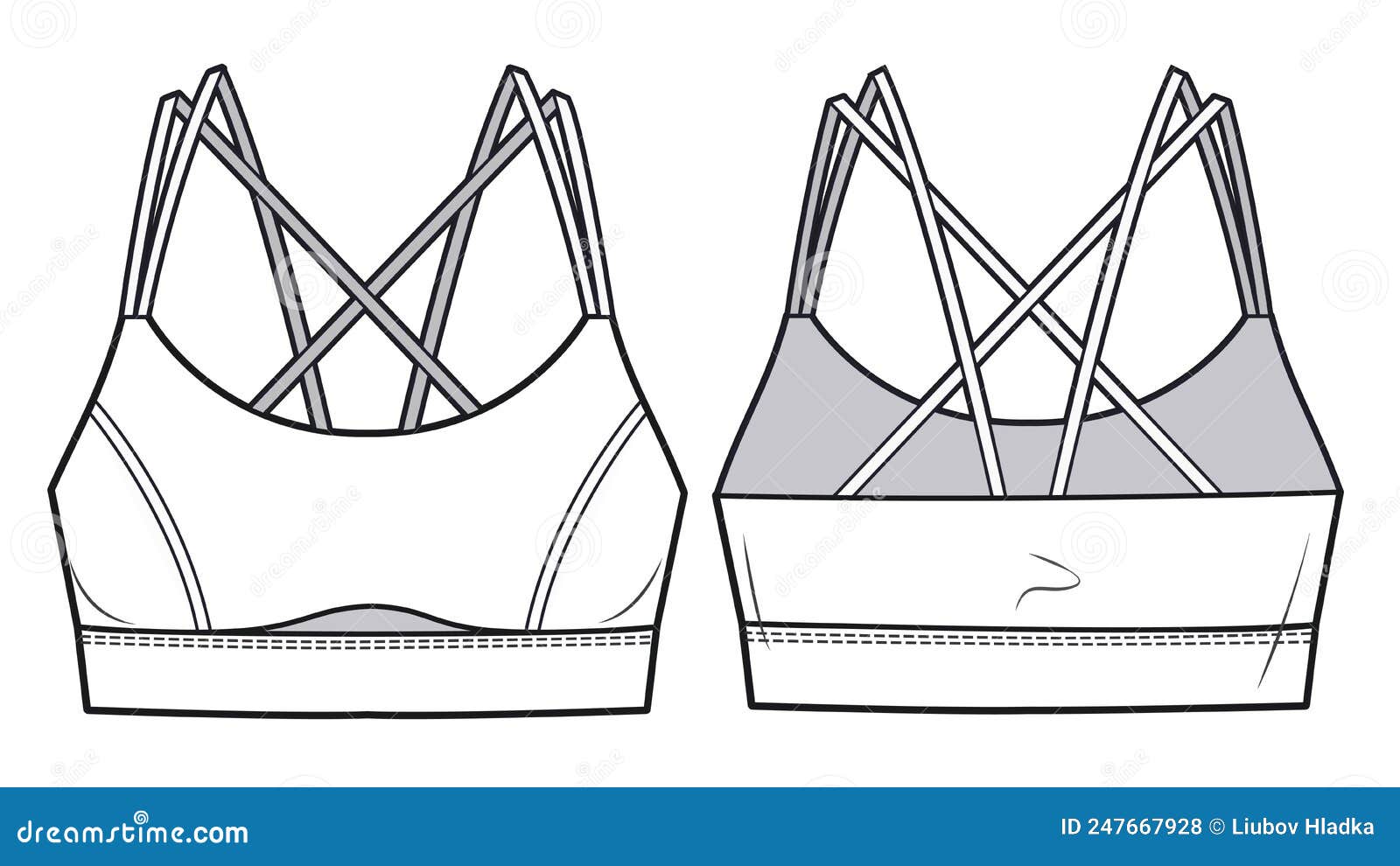 Girl S Sport Bra Fashion Flat Sketch Template. Women S Active Wear Crop Top  Technical Fashion Illustration. Stock Vector - Illustration of isolated,  modern: 247667928